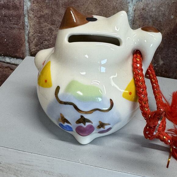 Set of 2 Vintage Japan Maneki Neko Lucky Cat Ceramic Coin Banks Statues - Picture 9 of 11